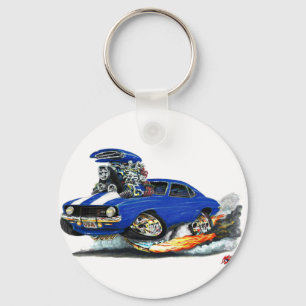 1969 Camaro Z28 Blue-White Car Sleutelhanger