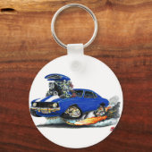 1969 Camaro Z28 Blue-White Car Sleutelhanger (Voorkant)