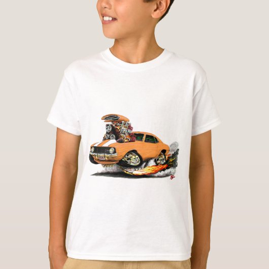 1969 Camaro Z28 Oranje-witte auto T-shirt (Voorkant)