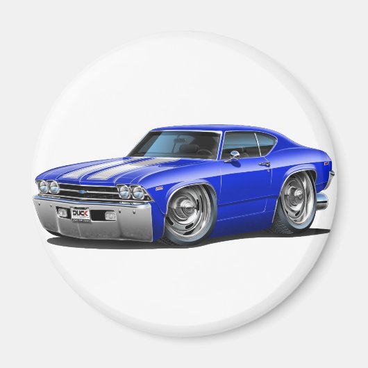 1969 Chevelle Blue-White Car Magneet (Voorkant)