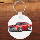 1969 Chevelle Red-Black Car Sleutelhanger (Voorkant)