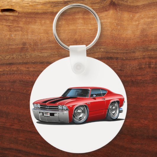 1969 Chevelle Red-Black Car Sleutelhanger (Voorkant)