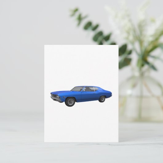 1969 Chevelle SS: Blauwe afwerking Briefkaart (Staand voorkant)