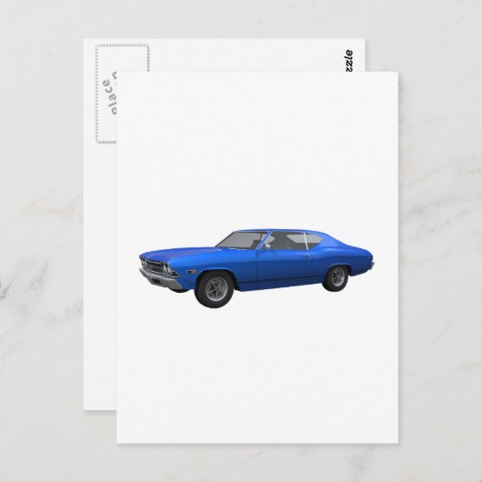 1969 Chevelle SS: Blauwe afwerking Briefkaart (Voorkant / Achterkant)