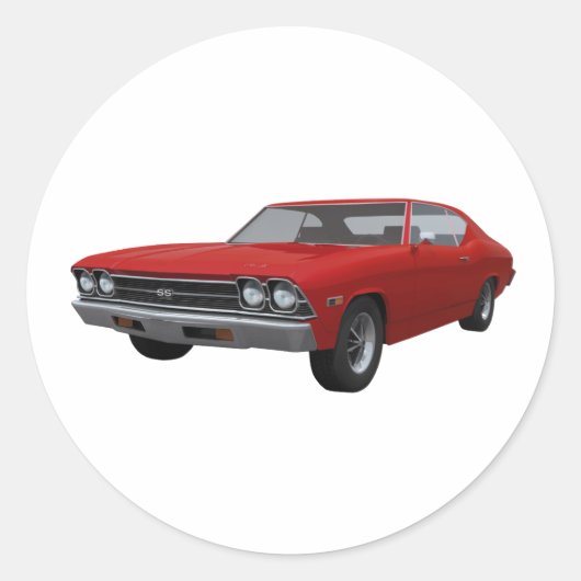 1969 Chevelle SS: Roodfinse Ronde Sticker (Voorkant)
