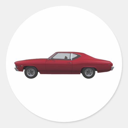 1969 Chevelle SS: Snoep Apple Finish Ronde Sticker (Voorkant)