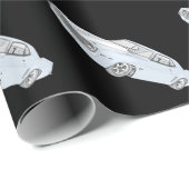 1969 Chevy Camaro Blue met witte ringbandjes Cadeaupapier (Rol Hoek)