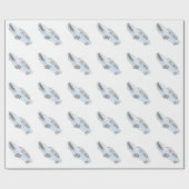 1969 Chevy Camaro Blue White Stripes Bowtie Muscle Cadeaupapier (Vlak)