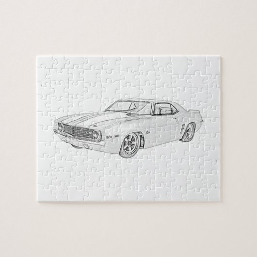 1969 Chevy Camaro Pencil Stijltekening Legpuzzel (Horizontaal)