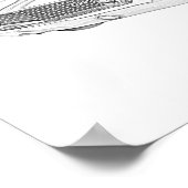 1969 Chevy Camaro Pencil Style Black and White Poster (Hoek)