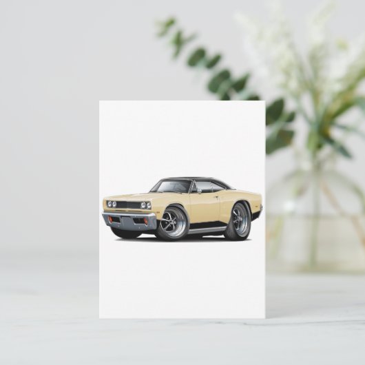 1969 Coronet RT Tan-Black Briefkaart (Staand voorkant)