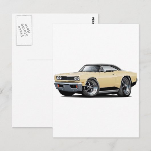 1969 Coronet RT Tan-Black Briefkaart (Voorkant / Achterkant)