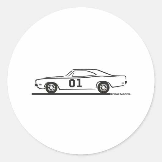 1969 Dodge Charger General Lee Ronde Sticker (Voorkant)