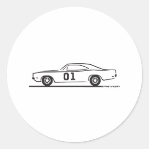 1969 Dodge Charger General Lee Ronde Sticker