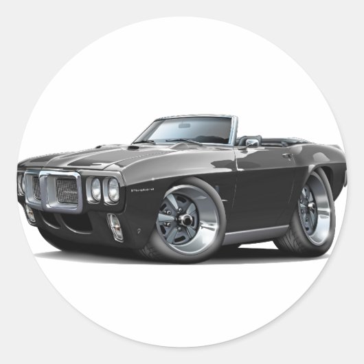 1969 Firebird Black Convertible Ronde Sticker (Voorkant)