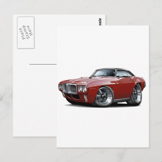 1969 Firebird Maroon-Black Top Car Briefkaart (Voorkant / Achterkant)
