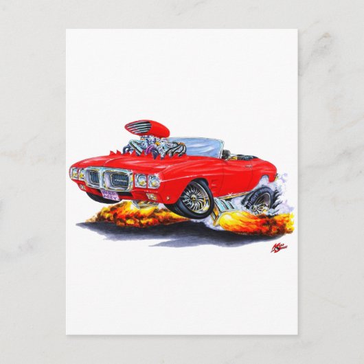 1969 Firebird Red Convertible Briefkaart (Voorkant)