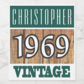 1969 Geboorte Wijn Label Etiket (Enkel label)