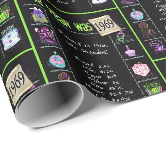 1969 Geboortejaar Trivia Cadeaupapier (Rol Hoek)