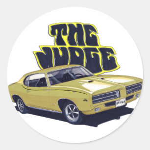 1969 GTO rechter Gold Car Ronde Sticker