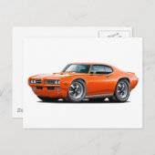 1969 GTO rechter Oranje auto Briefkaart (Voorkant / Achterkant)