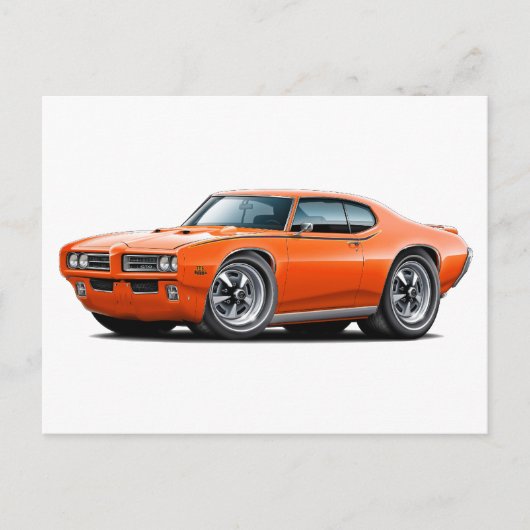 1969 GTO rechter Oranje auto Briefkaart (Voorkant)