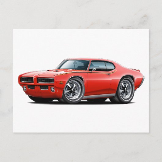 1969 GTO Rechter Red Hidden Headlight Auto Briefkaart (Voorkant)
