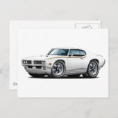 1969 GTO rechter witte auto Briefkaart (Voorkant / Achterkant)