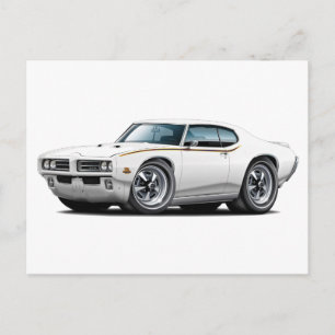 1969 GTO rechter witte auto Briefkaart
