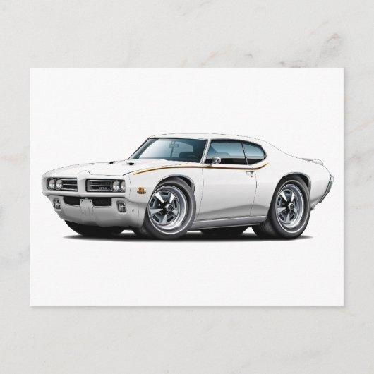 1969 GTO rechter witte auto Briefkaart (Voorkant)