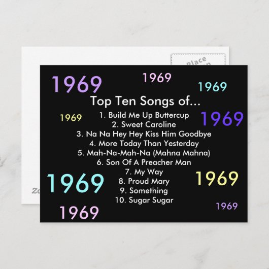 1969 liedjes briefkaart (Voorkant / Achterkant)