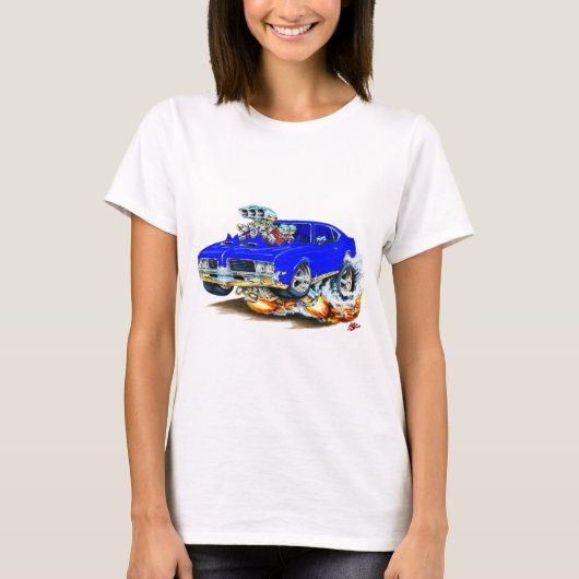 1969 Olds Cutlass Blue Car T-shirt (Voorkant)