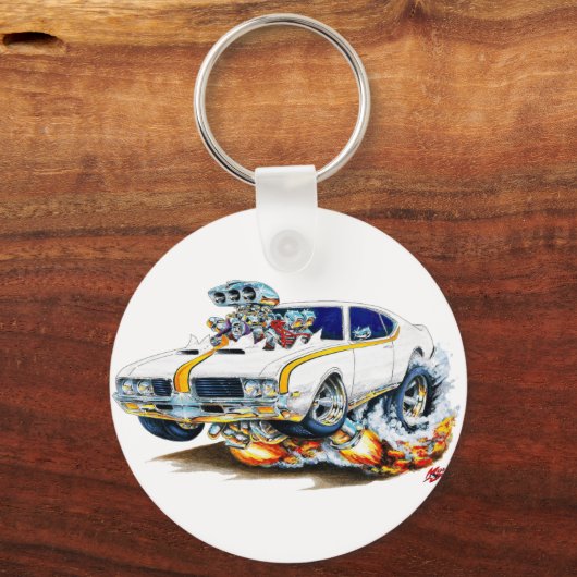 1969 Oude heurstauto van glas Sleutelhanger (Voorkant)