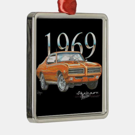 1969 Pontiac GTO rechter-kerstversiering Metalen Ornament (Rechts)