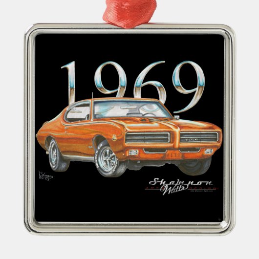 1969 Pontiac GTO rechter-kerstversiering Metalen Ornament (Voorkant)