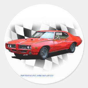 1969 Pontiac GTO-rechter Ronde Sticker