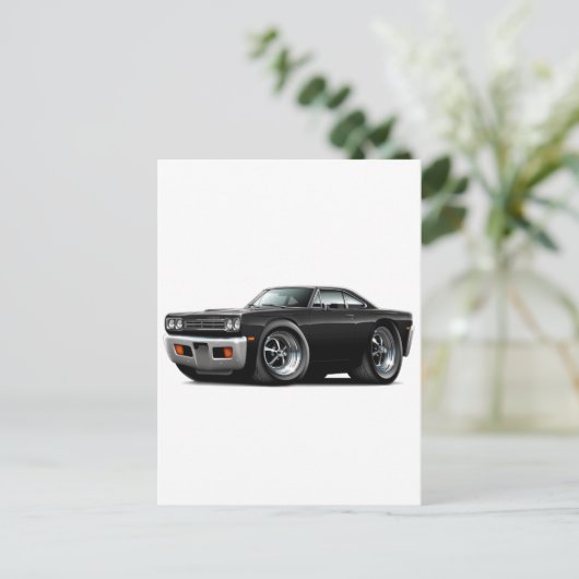 1969 Roadrunner Black Car Briefkaart (Staand voorkant)
