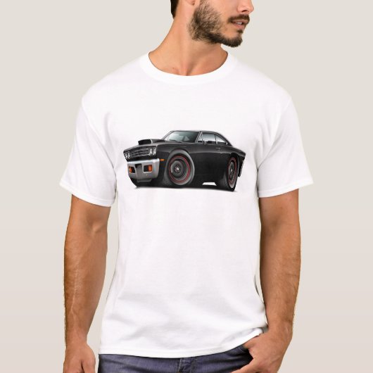 1969 Roadrunner Black Hood Scoop Car T-shirt (Voorkant)