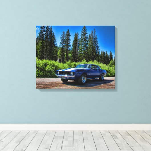 1969 SS Super Sport Chevy Camaro Canvas Afdruk (Insitu (Houten vloer))