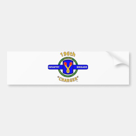196E INFANTRY BRIGADE "CHARGER" VIETNAM BUMPERSTICKER (Voorkant)