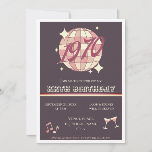 1970 54e 55e verjaardag retro Uitnodiging (Voorkant)