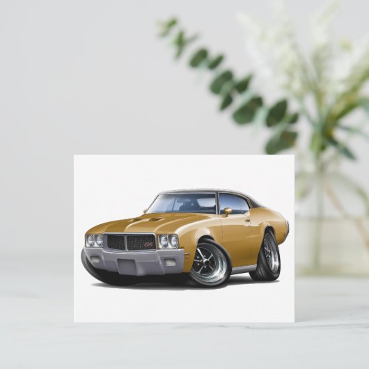 1970-72 Buick GS Gold Black Top Car Briefkaart (Staand voorkant)