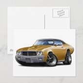 1970-72 Buick GS Gold Black Top Car Briefkaart (Voorkant / Achterkant)