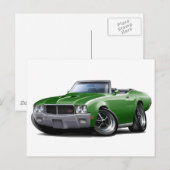 1970-72 Buick GS Green Convertible Briefkaart (Voorkant / Achterkant)