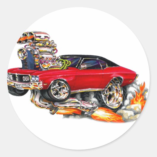 1970-72 Buick GS Red Car Ronde Sticker (Voorkant)