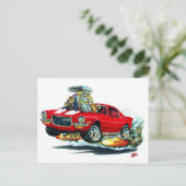 1970-72 Camaro Red-White Car Briefkaart (Staand voorkant)