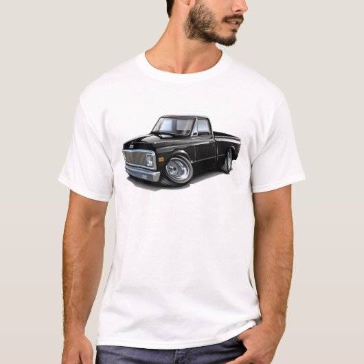 1970-72 Chevy C10 Black Truck T-shirt (Voorkant)