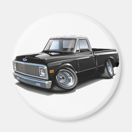 1970-72 Chevy C10 Black-White Top Truck Magneet (Voorkant)