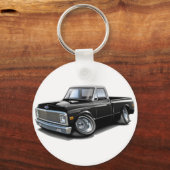 1970-72 Chevy C10 Black-White Top Truck Sleutelhanger (Voorkant)