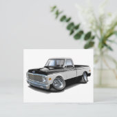 1970-72 Chevy C10 Black-White Truck Briefkaart (Staand voorkant)